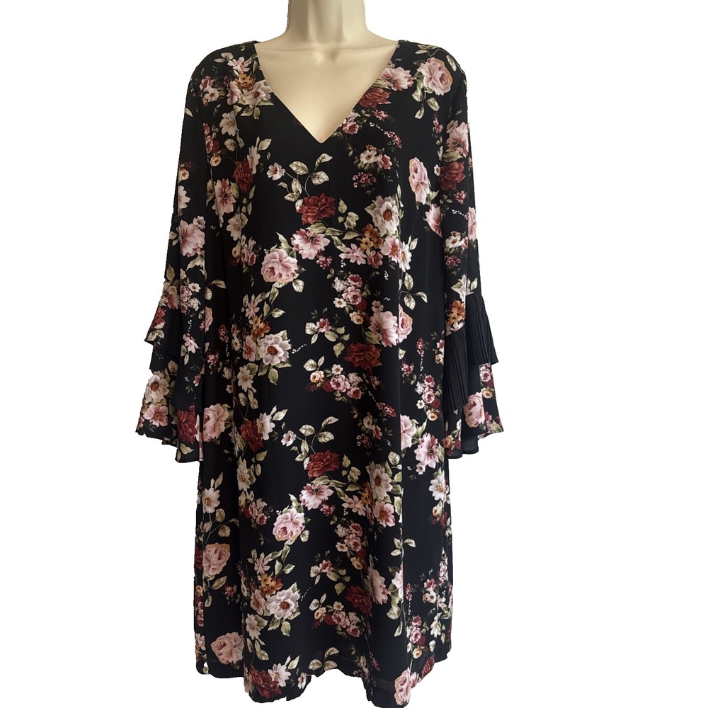 Sam Edelman V-Neck Sheath Dress Size 14 Tiered Bell Sleeves Flowy Fairy Dainty
